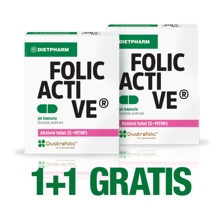 Dietpharm Folic Active 30 kapsula 1+1 gratis Dietpharm Folic Active 30 kapsula 1+1 gratis - Slika 1