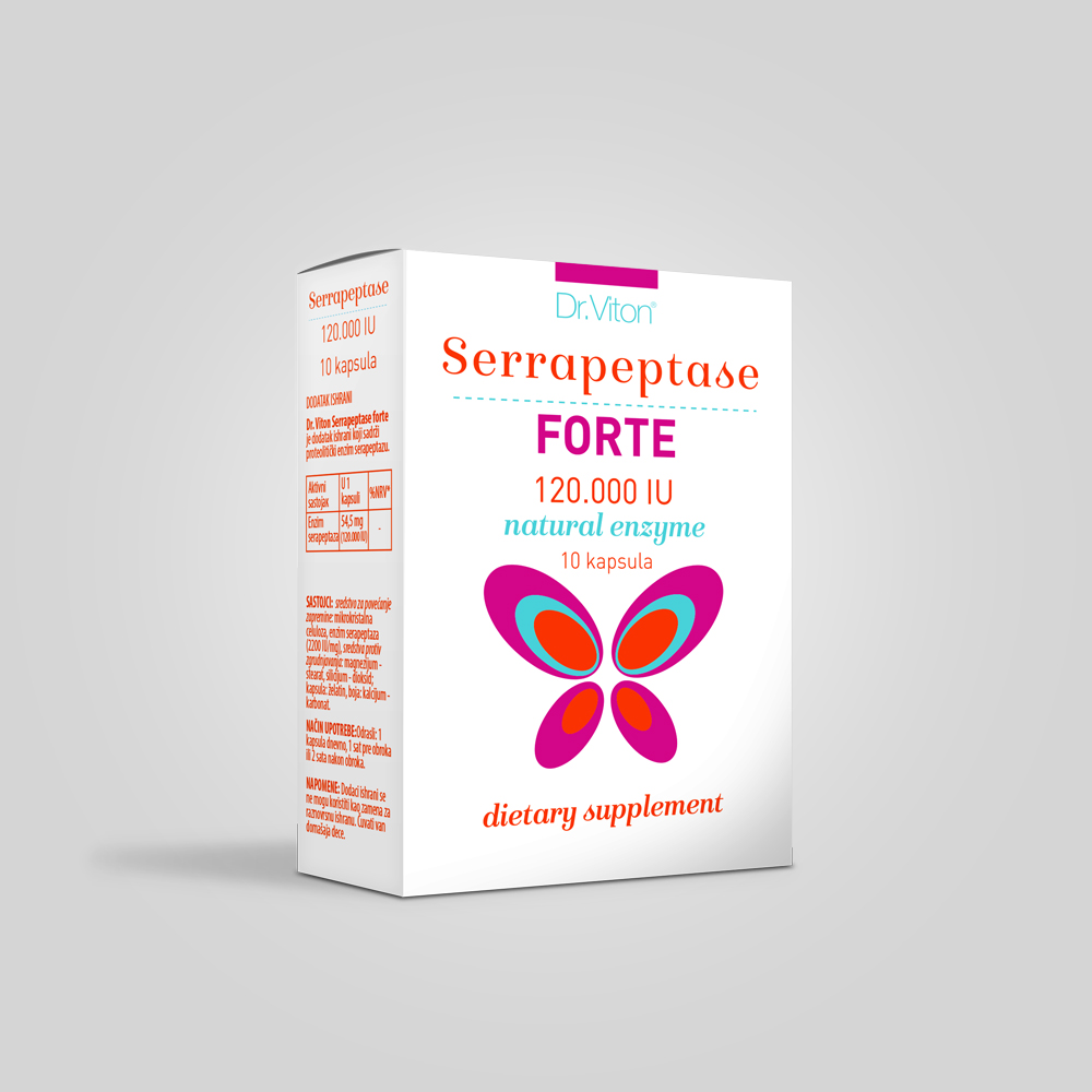 Dr. Viton Serrapeptase forte 120000 IU 10 kapsula Dr. Viton Serrapeptase forte 120000 IU 10 kapsula - Slika 1