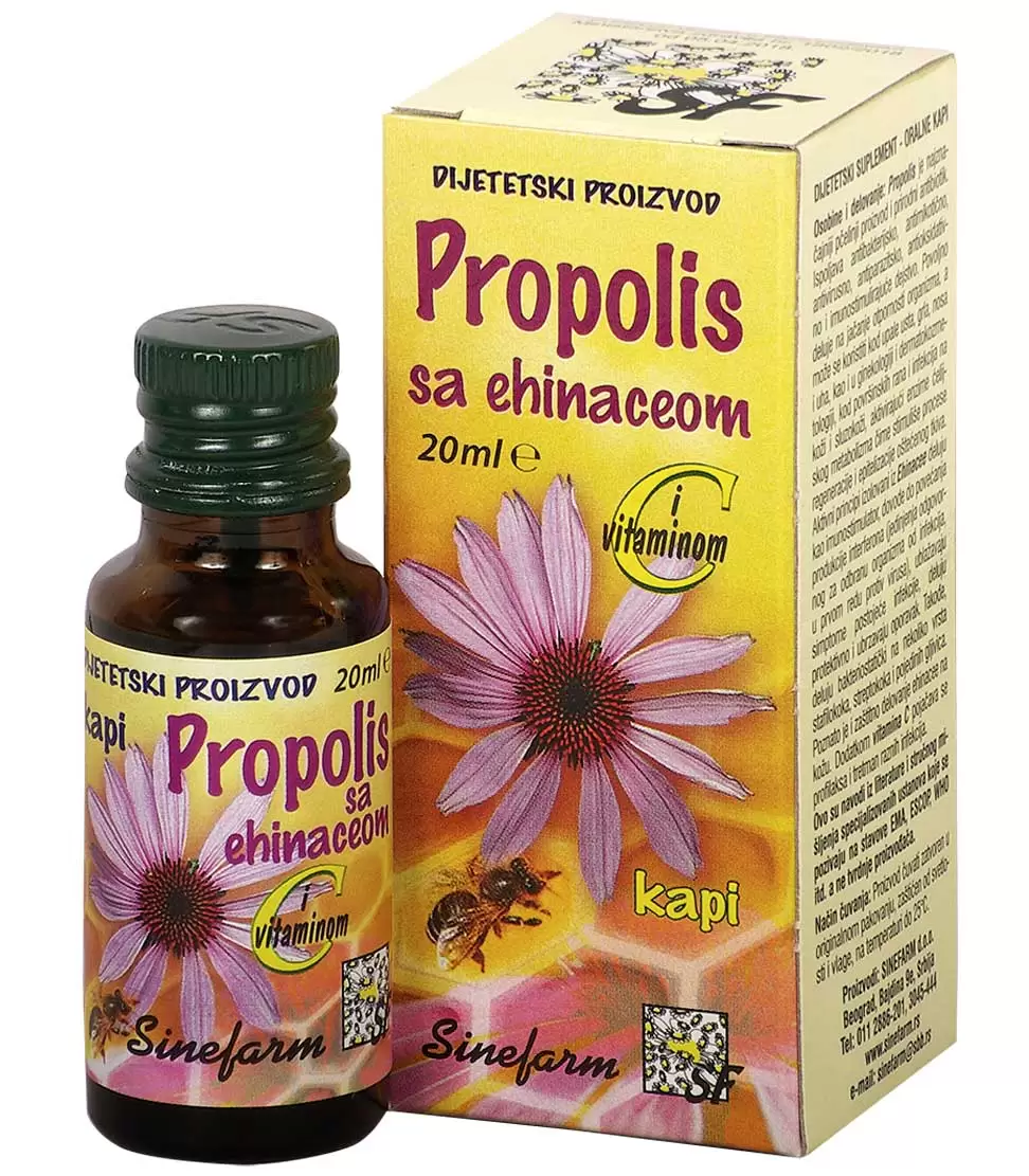 Sinefarm Propolis kapi sa ehinaceom i vitaminom C 20ml Sinefarm Propolis kapi sa ehinaceom i vitaminom C 20ml - Slika 1